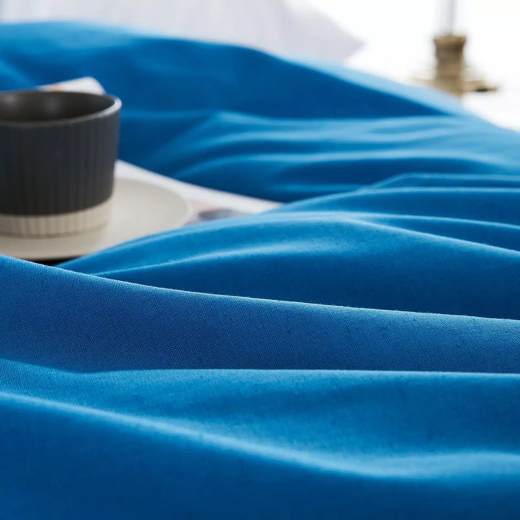 tissu de la parure de lit style chic bleu en lin et coton