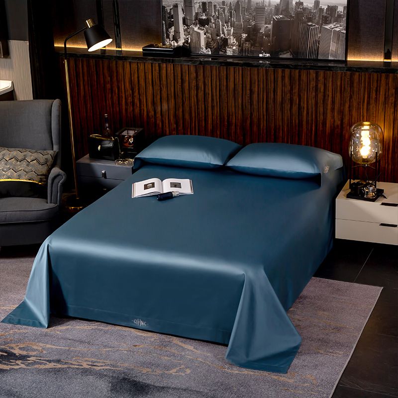 drap de la parure de lit luxe bleu nuit canard en pur coton Égyptien