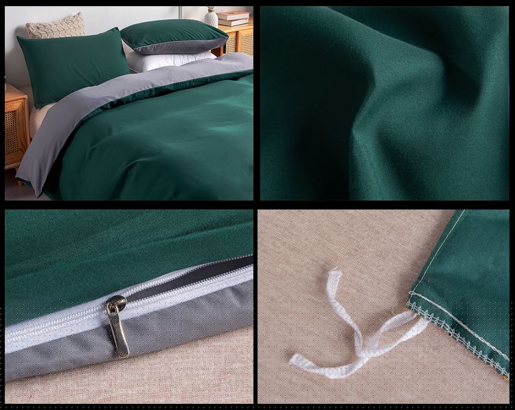 détails de la parure de lit vert émeraude intérieur gris