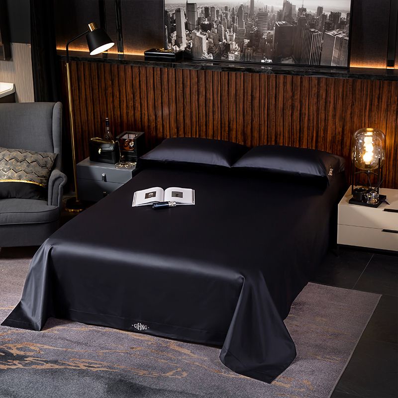drap plat de la parure de lit luxe noir en pure coton Egyptien