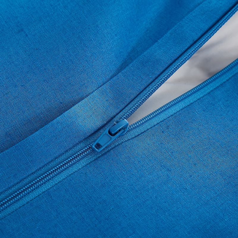 fermeture de la parure de lit style chic bleu en lin et coton