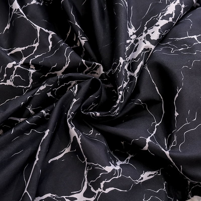 tissu de la parure de lit imitation marbre noir et blanc réversible