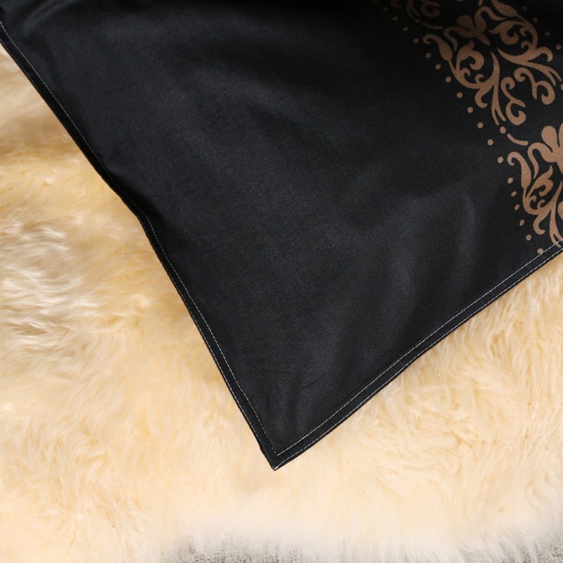 drap de la parure de lit luxe noir motif baroque
