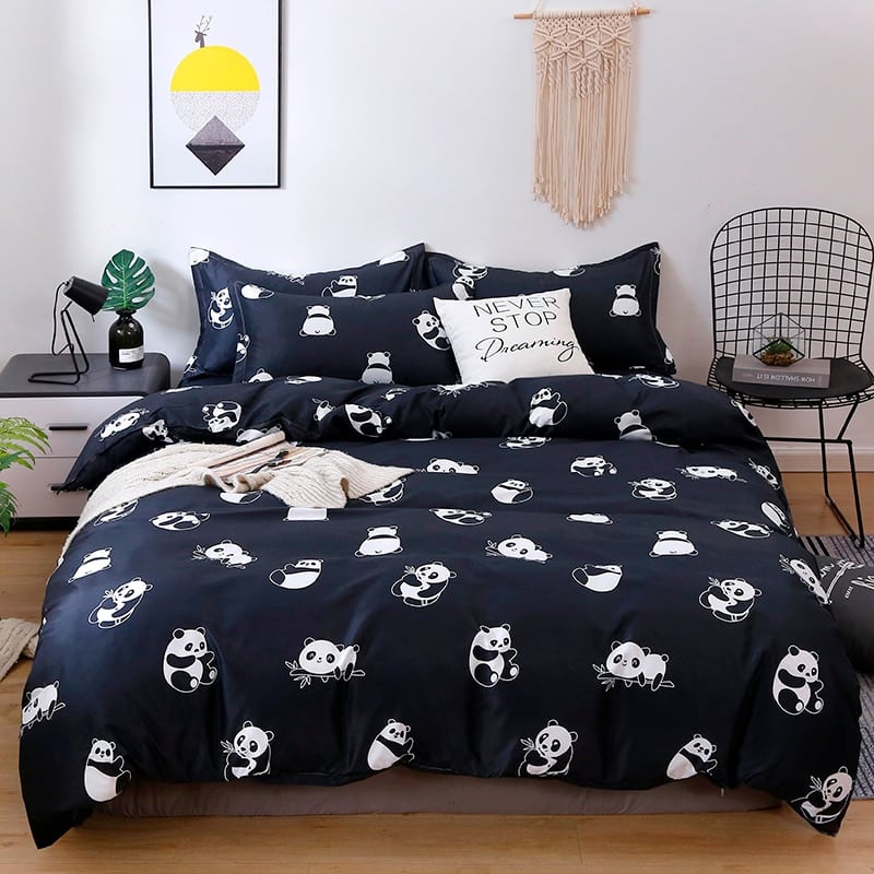 Parure de lit petit panda bleu foncé
