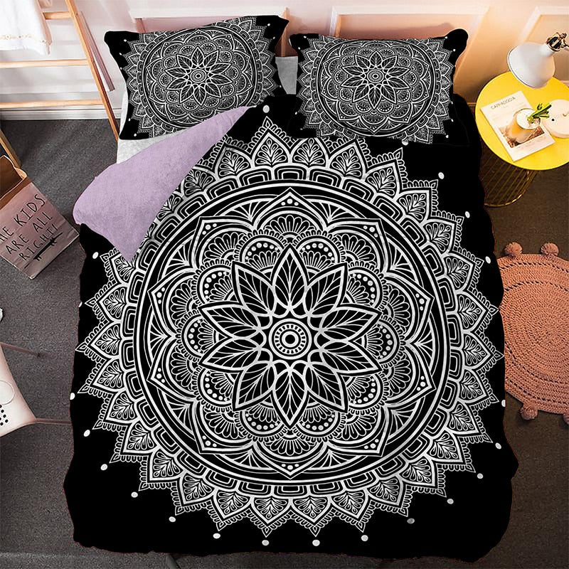 Parure de lit noir à mandala