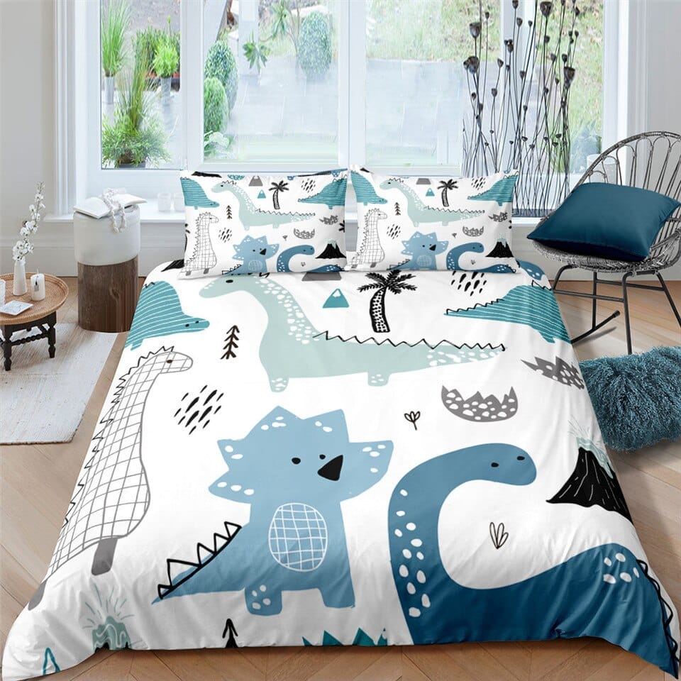 Parure de lit dinosaure type dessin d'enfant