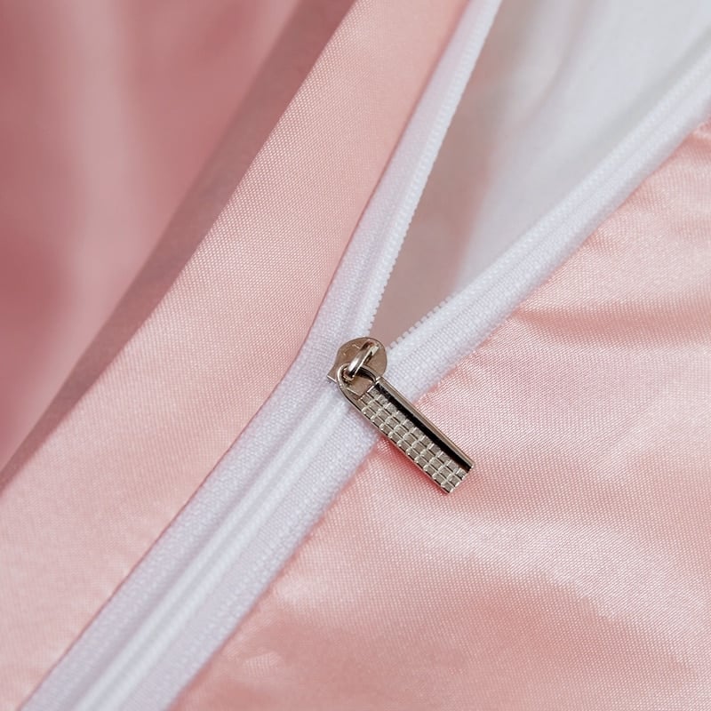 fermeture eclair de la Parure de lit chic rose poudré en satin