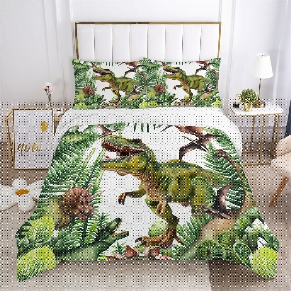Parure de lit dinosaure tyrannosaure dans la jungle