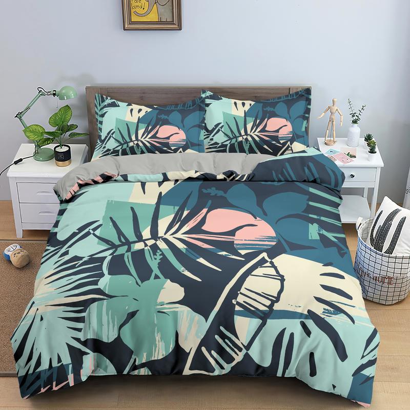 Parure de lit moderne à feuilles tropical