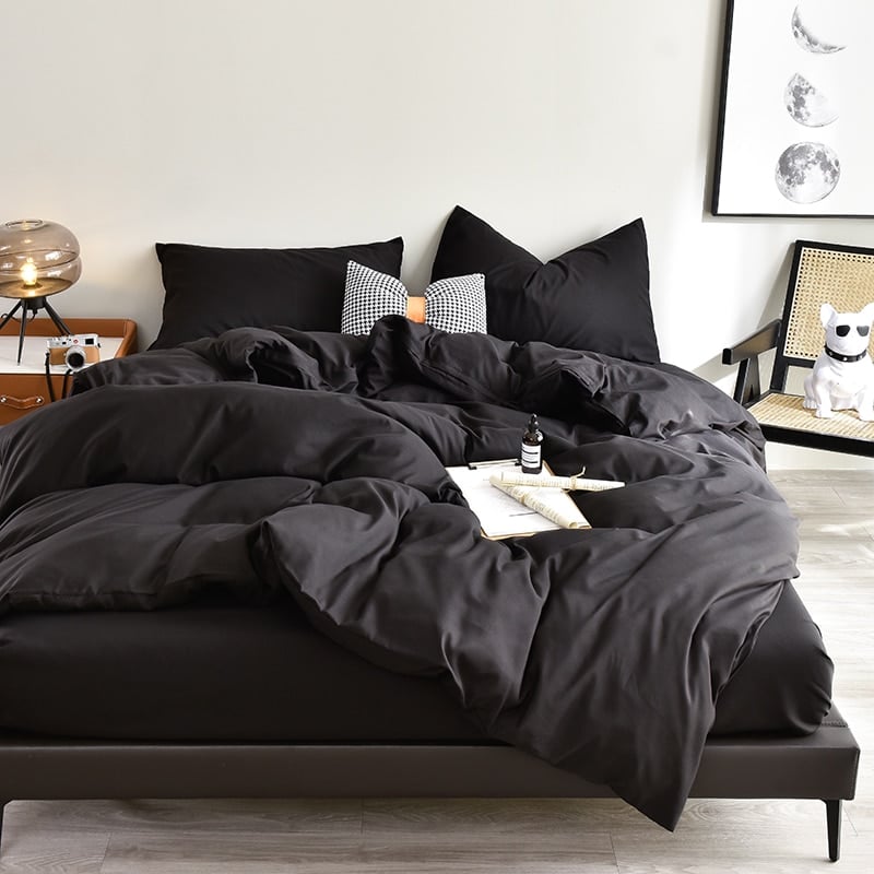 Housse de couette noire unie