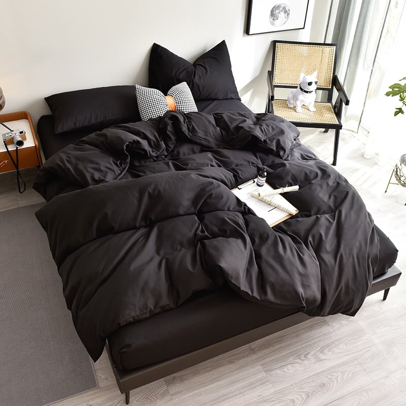 Housse de couette noire unie