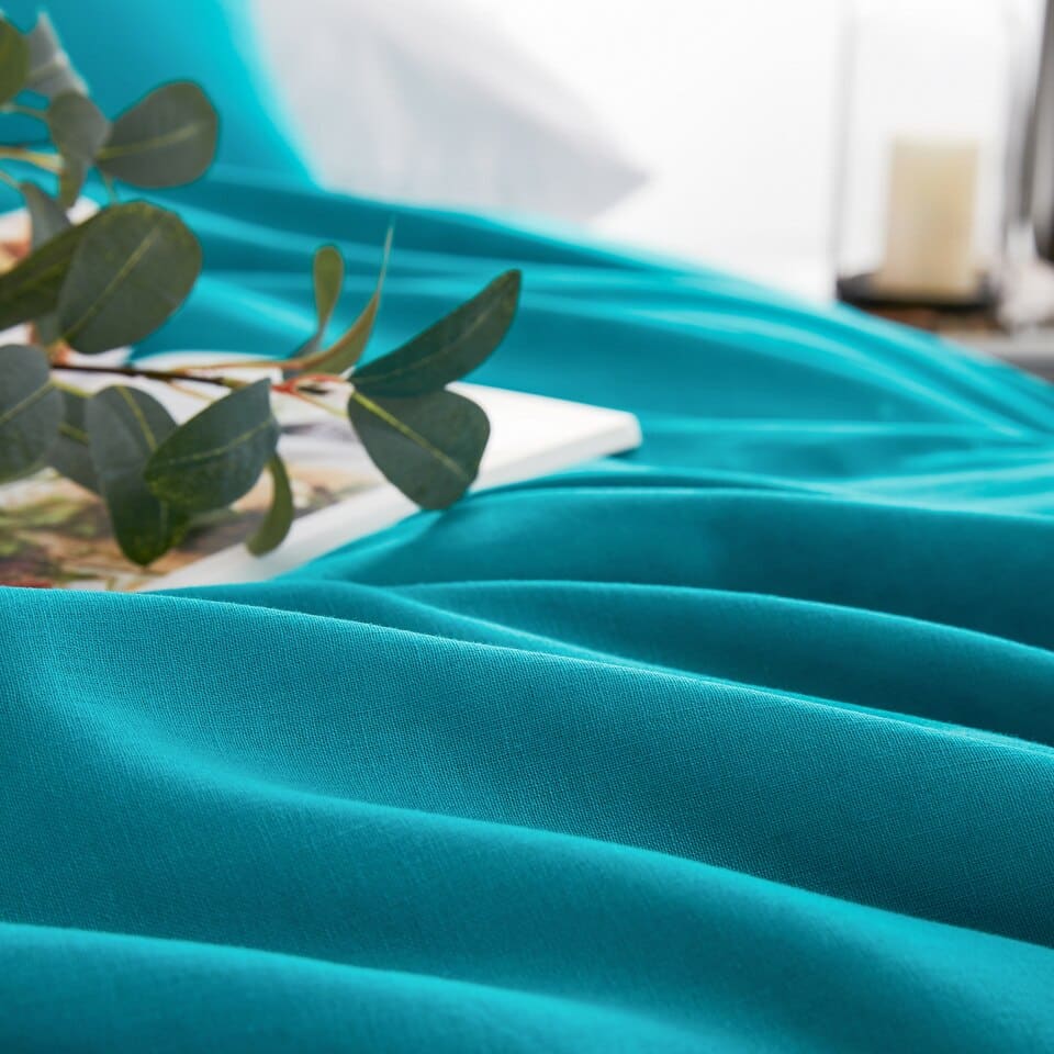 tissu de la parure de lit moderne bleu canard en lin et coton