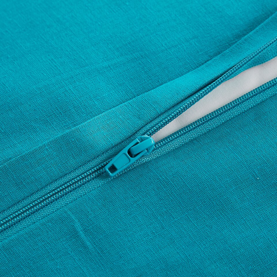 fermeture de la parure de lit moderne bleu canard en lin et coton