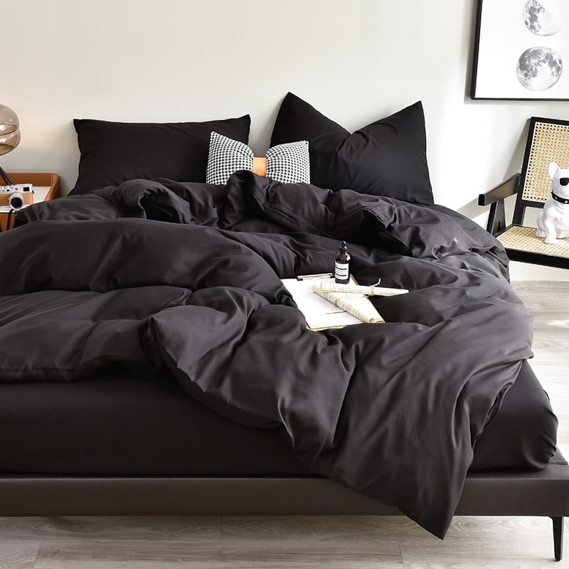 Parure de lit noir uni