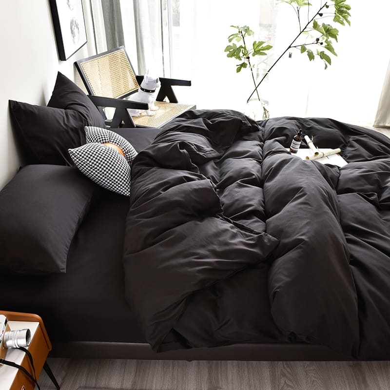 Parure de lit noir uni