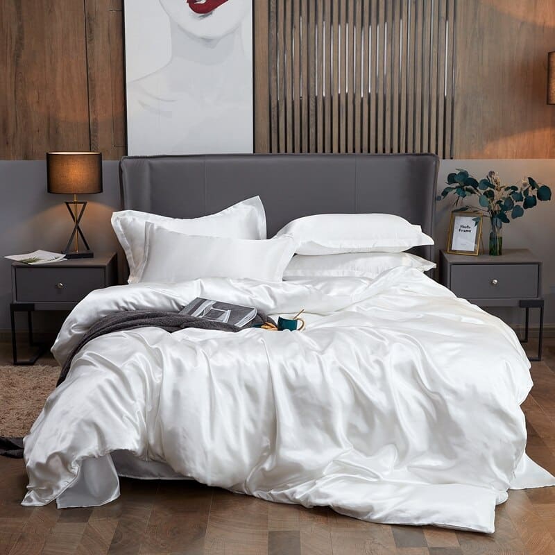 Housse de couette satin blanc