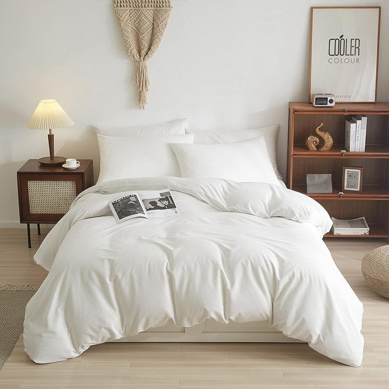 Parure de lit blanche 100% coton style moderne