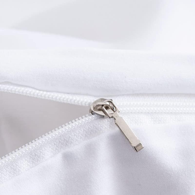 Parure de lit blanche 100% coton style moderne fermeture