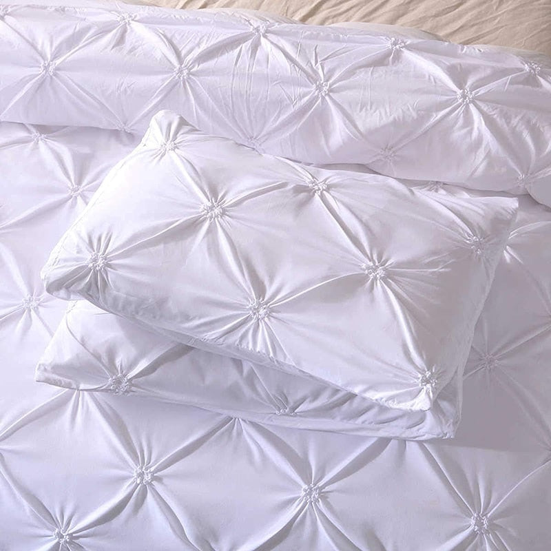 Parure de lit blanche à pli de luxe taie d'oreiller
