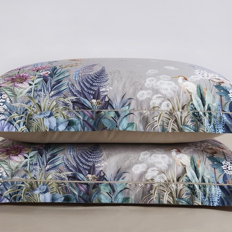 Parure de lit fleurie luxuriante 100% coton Égyptien taie d'oreiller