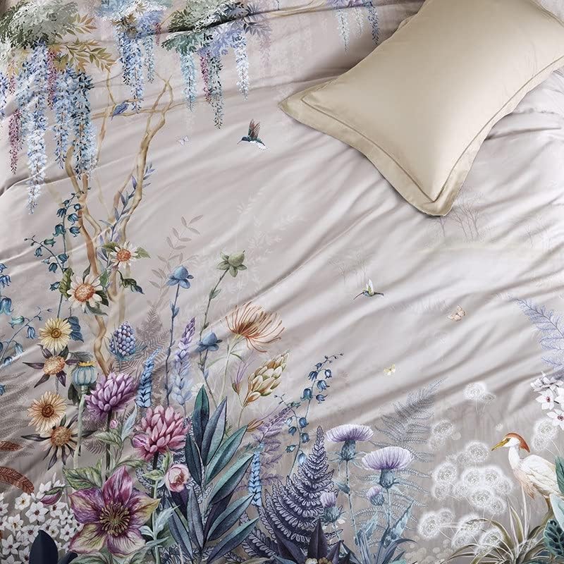 Parure de lit fleurie luxuriante 100% coton Égyptien fleur