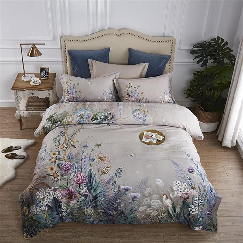 Parure de lit fleurie luxuriante 100% coton Égyptien