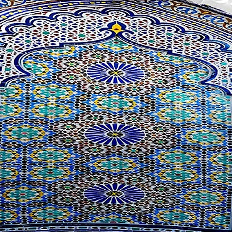 Parure de lit orientale arche bleue décorée détails