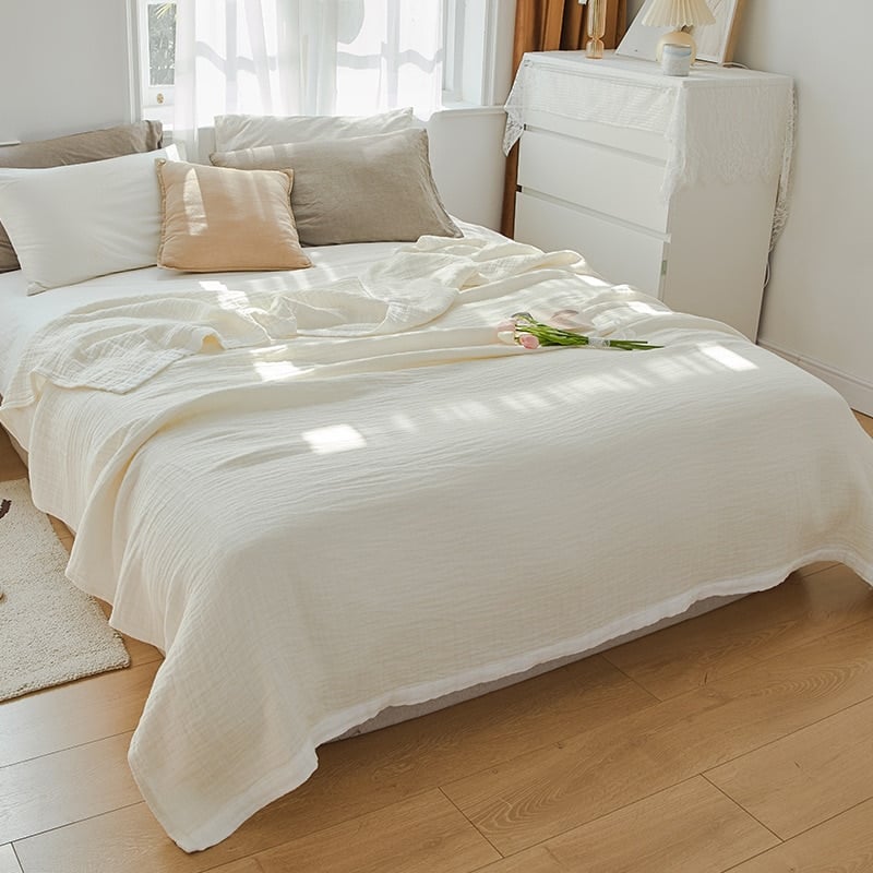 Parure de lit blanc en gaze de coton doux