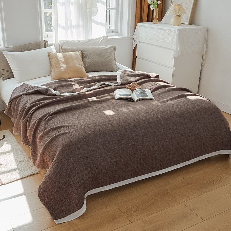 Housse de couette marron café en gaze de coton