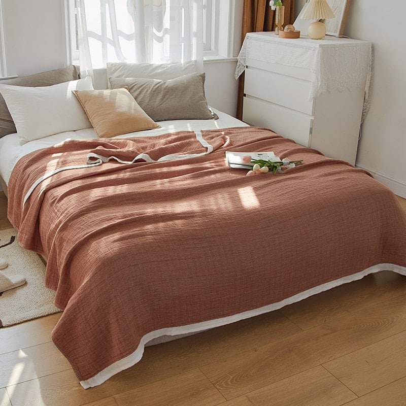 Parure de lit terracotta argile en gaze de coton doux