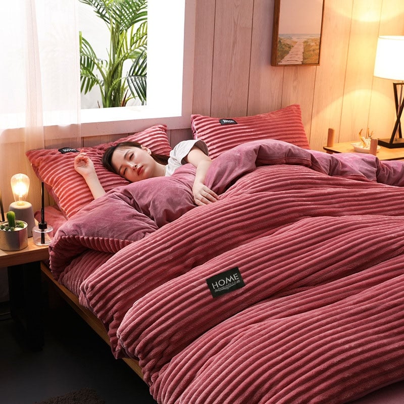 Housse de couette flanelle rose