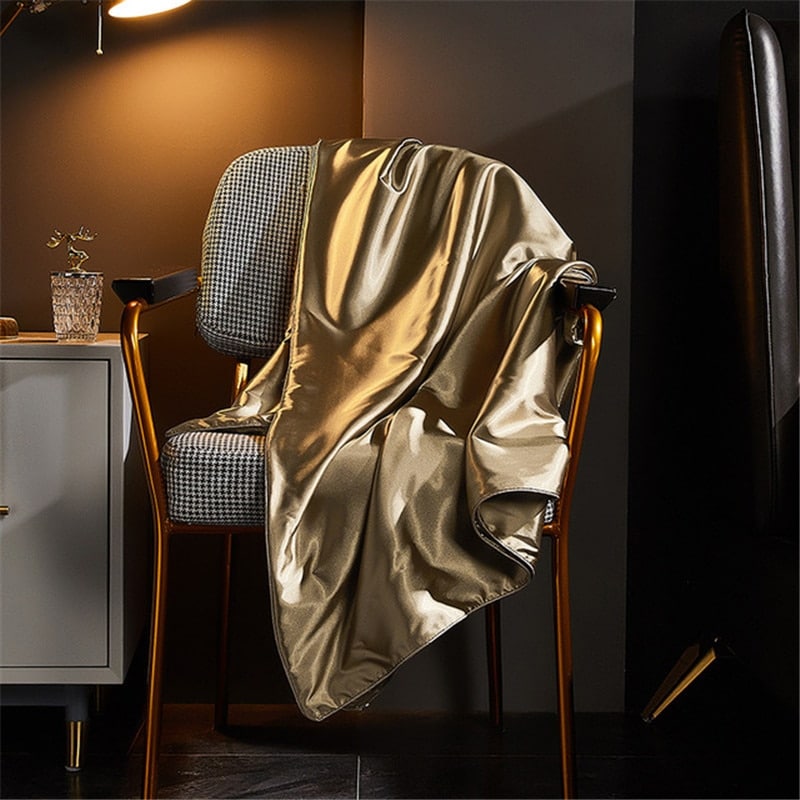 drap de la parure de lit doré de luxe en soie