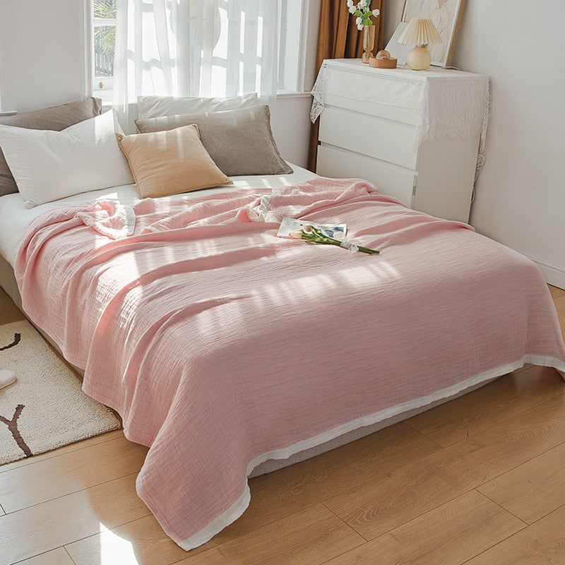 Parure de lit rose en gaze de coton doux