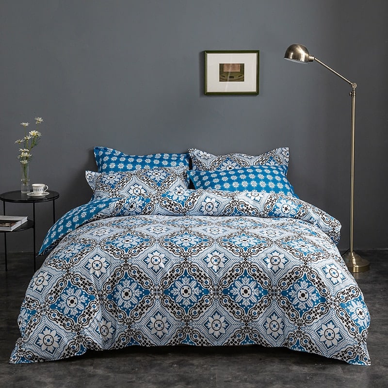 Parure de lit orientale bleu