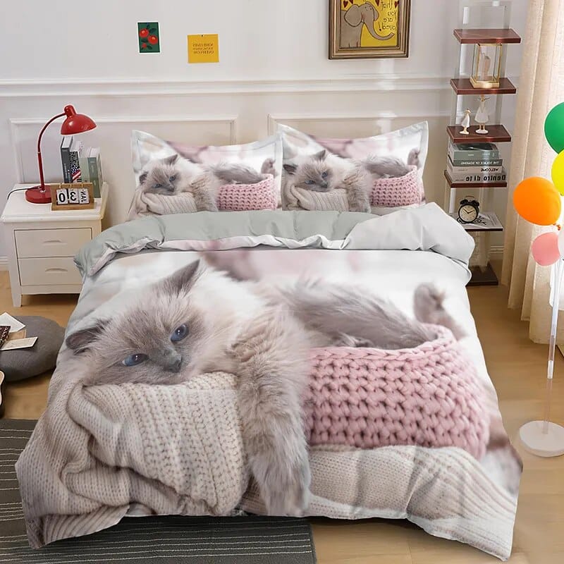 Parure de lit chat Birman se reposant