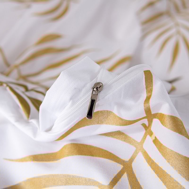 fermeture de la parure de lit blanc style moderne à palme doré