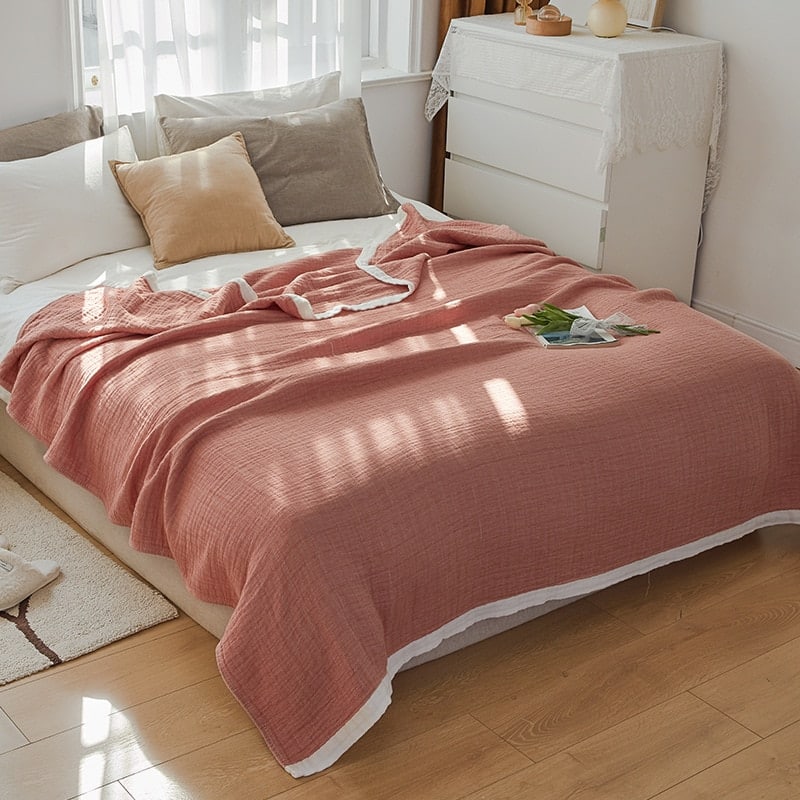 Housse de couette rose poudré en gaze de coton