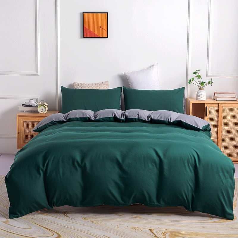 Parure de lit vert émeraude intérieur gris