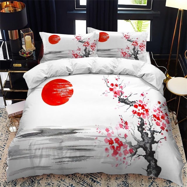 Parure de lit blanc japonaise soleil couchant